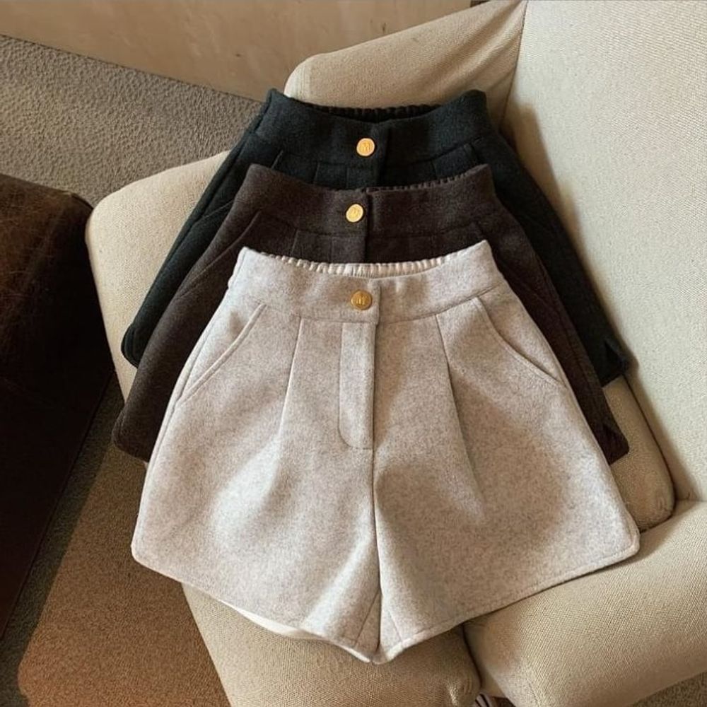 모직 반바지 A라인 기본 뒤밴딩 데이 여성 숏팬츠
