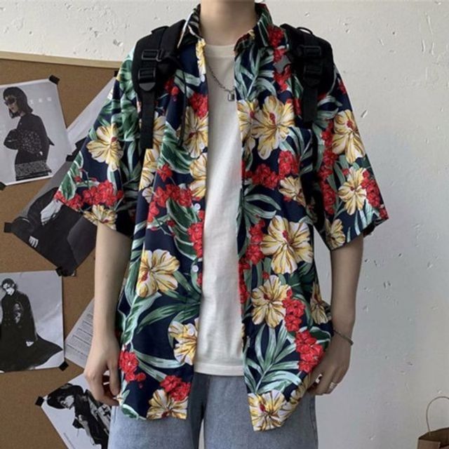 꽃무늬 휴양지 바캉스 기본 하와이안 데이 셔츠 휴가